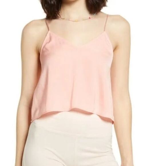 bp. Satin Matte Cropped Camisole Tank Top Pink Size Large - Picture 1 of 5